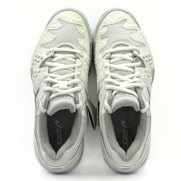 Asics Gel Resolution 6 Tennis Shoes Womens Size 7 White Silver Court Sneakers - Picture 9 of 11